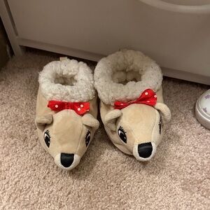 Adorable Animal Slippers with Red Bow